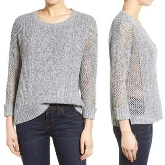 Madewell Sweaters - Madewell Grey Cable Knit‎ Karlie Sweater Women's Size M Medium